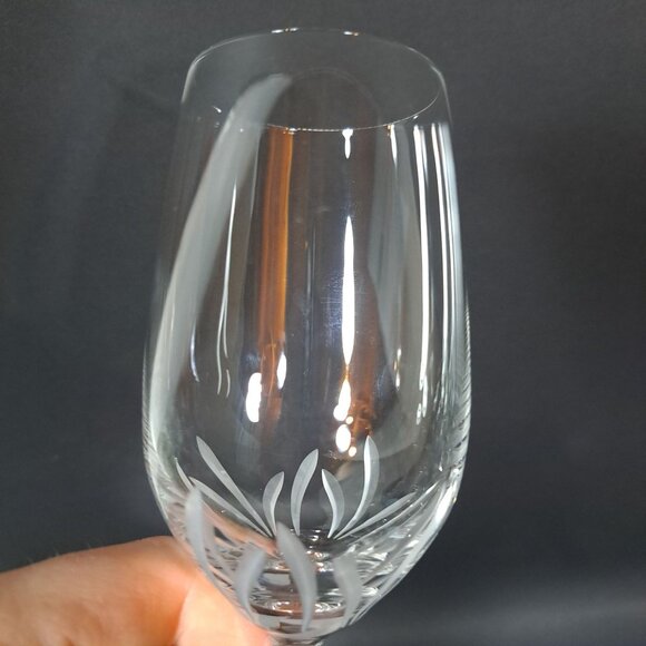 Princess House Crystal Wine Glass With Etched Floral Design Lead Crystal Germany - Picture 6 of 15